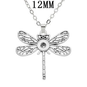 dragonfly  Metal Pendant 60CM Necklace fit 12MM Snaps button jewelry wholesale