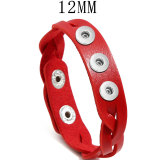 Knitted leather colored bracelet with adjustable retro leather bracelet fit 12MM Snaps button jewelry wholesale