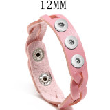 Knitted leather colored bracelet with adjustable retro leather bracelet fit 12MM Snaps button jewelry wholesale