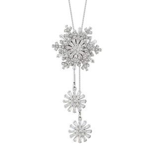 Christmas snowflake sweater chain with swirling tassels long necklace