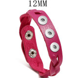 Knitted leather colored bracelet with adjustable retro leather bracelet fit 12MM Snaps button jewelry wholesale