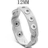 Knitted leather colored bracelet with adjustable retro leather bracelet fit 12MM Snaps button jewelry wholesale