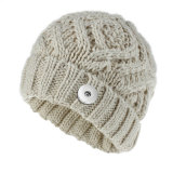 Autumn and Winter Knitted Duck Tongue Hat Fashion and Warm Versatile Beret fit 20MM Snaps button jewelry wholesale