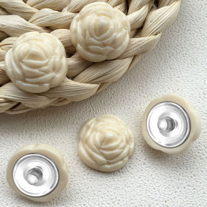 20MM rose Resin snap button charms
