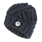 Autumn and Winter Knitted Duck Tongue Hat Fashion and Warm Versatile Beret fit 20MM Snaps button jewelry wholesale