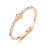 Diamond Heart Love Crown Open Bracelet