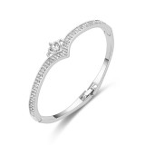 Diamond Heart Love Crown Open Bracelet