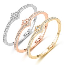 Diamond Heart Love Crown Open Bracelet