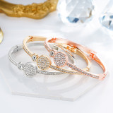Sweet and versatile geometric diamond inlaid openable bracelet
