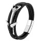 21CM Stainless steel boat anchor retro punk woven leather bracelet