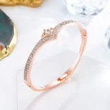 Diamond Heart Love Crown Open Bracelet