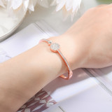 Sweet and versatile geometric diamond inlaid openable bracelet