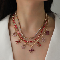 Valentine's Day diamond earrings, bracelets, necklace set