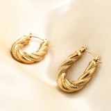 Stainless steel twisted snake chain double-layer earrings