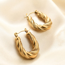 Stainless steel twisted snake chain double-layer earrings