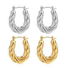 Stainless steel twisted snake chain double-layer earrings