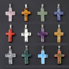 Cross natural crystal agate pendant