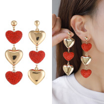 Valentine's Day Red Love Diamond Necklace Bracelet Earring Ring Set Gift