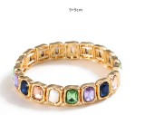 Alloy colored glass dot drill elastic bracelet