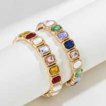 Alloy colored glass dot drill elastic bracelet
