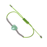 Stainless steel round bead love natural stone woven bracelet