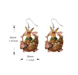 Easter Wood Vintage Chicken Rabbit Earrings