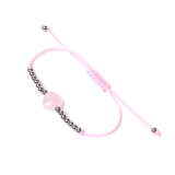 Stainless steel round bead love natural stone woven bracelet