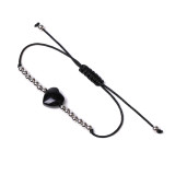 Stainless steel round bead love natural stone woven bracelet