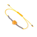 Stainless steel round bead love natural stone woven bracelet