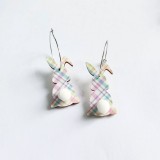 Easter Wood Vintage  Rabbit Earrings