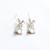 Easter Wood Vintage  Rabbit Earrings