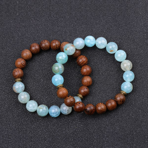 Wood bead natural stone bead elastic bracelet