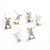 Easter Wood Vintage  Rabbit Earrings
