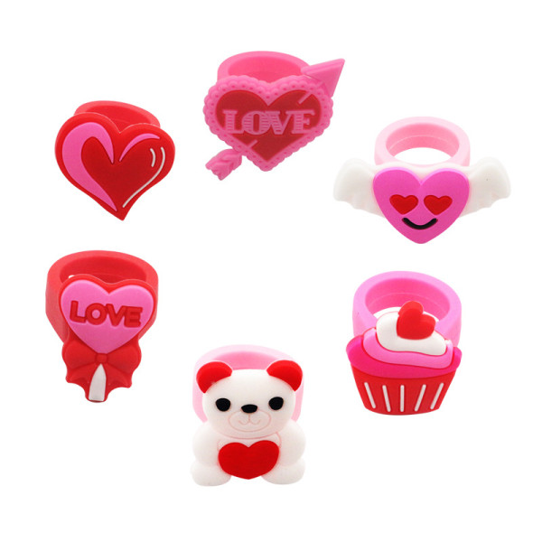 Valentine's Day Barbie Pink PVC Children's Cartoon Ring