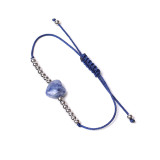 Stainless steel round bead love natural stone woven bracelet