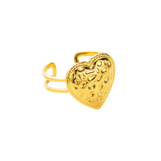 Stainless steel hammer patterned love hemisphere ring