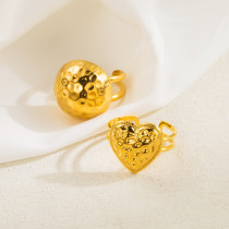 Stainless steel hammer patterned love hemisphere ring