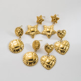 Stainless Steel Retro Love Round Star Earrings