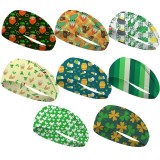 St. Patrick's Day printed headband with Irish clover elastic headband and wide banded headscarf