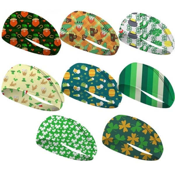 St. Patrick's Day printed headband with Irish clover elastic headband and wide banded headscarf