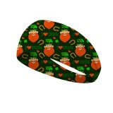 St. Patrick's Day printed headband with Irish clover elastic headband and wide banded headscarf