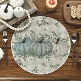 Circular Christmas Linen Mat Holiday Christmas Tree Snowman Fabric Mat Washable Decorative Cloth Mat