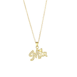 Stainless Steel MOM Mother's Day Zircon Pendant Necklace