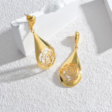 Stainless steel water droplet rose earrings