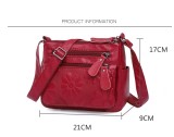 Washed soft leather multi pocket casual crossbody bag