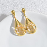 Stainless steel water droplet rose earrings