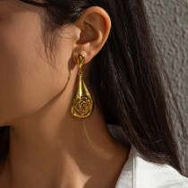 Stainless steel water droplet rose earrings