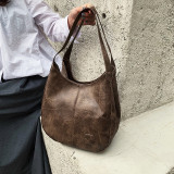 Soft leather shoulder bag, simple portable tote bag