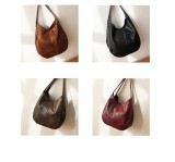 Soft leather shoulder bag, simple portable tote bag