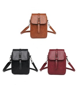 Retro double-layer high-capacity mobile phone bag, change small bag, crossbody bag